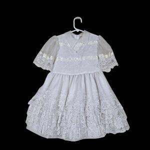 Vintage Merry Girl Party Dress 6 Chiffon Lace Wedding Communion Union Made